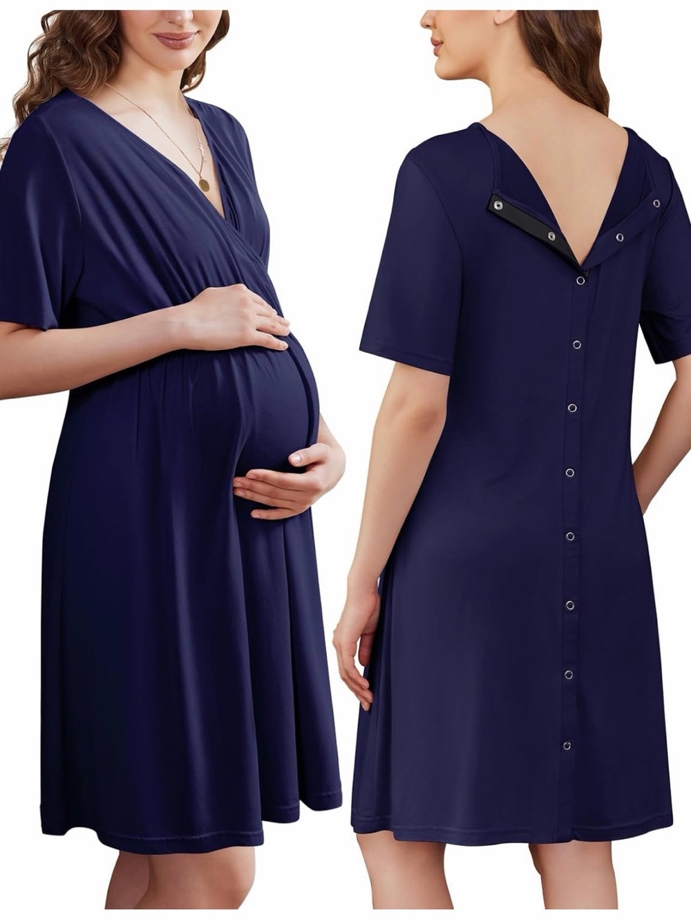 Nursing & Maternity Nightgown - Navy - XL